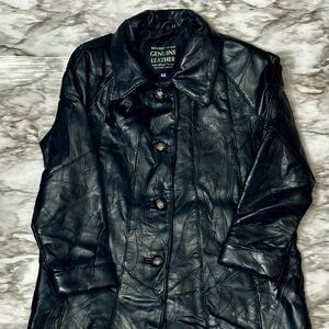 Maxam Leather Med Vintage Patchwork Black Leather 3/4 Length Coat Boho Mobwife